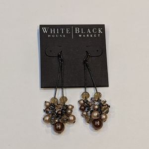 WHBM Dusty Rose Gold Stones Dangle Chain Earrings